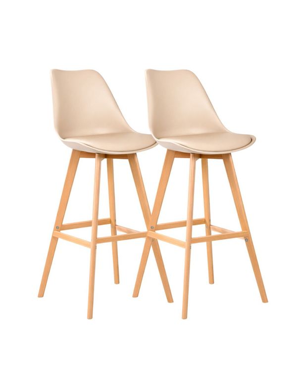 PACK 2 TABURETES TULIP ACOLCHADO 76 CM Beige