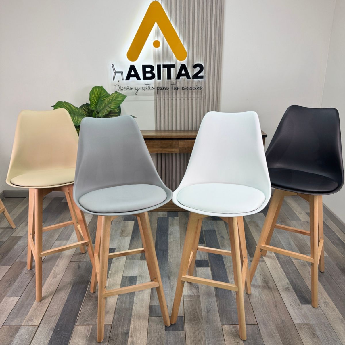 HABITA2 CHILE - PACK 2 TABURETES TULIP ACOLCHADO 76 CM