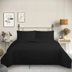 GENERICO - Cubrecama Quilt Reversible Color Negro 1,5 plaza Deluxe Collection Martiné