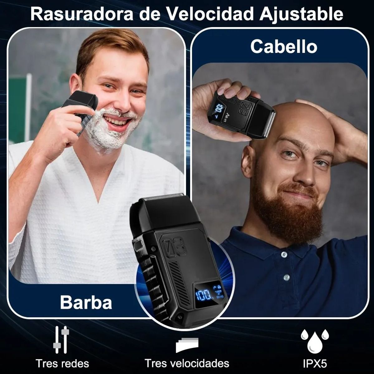 GENERICO - Afeitadora Maquina Afeitar Electrica Barba 3 Niveles BELUG