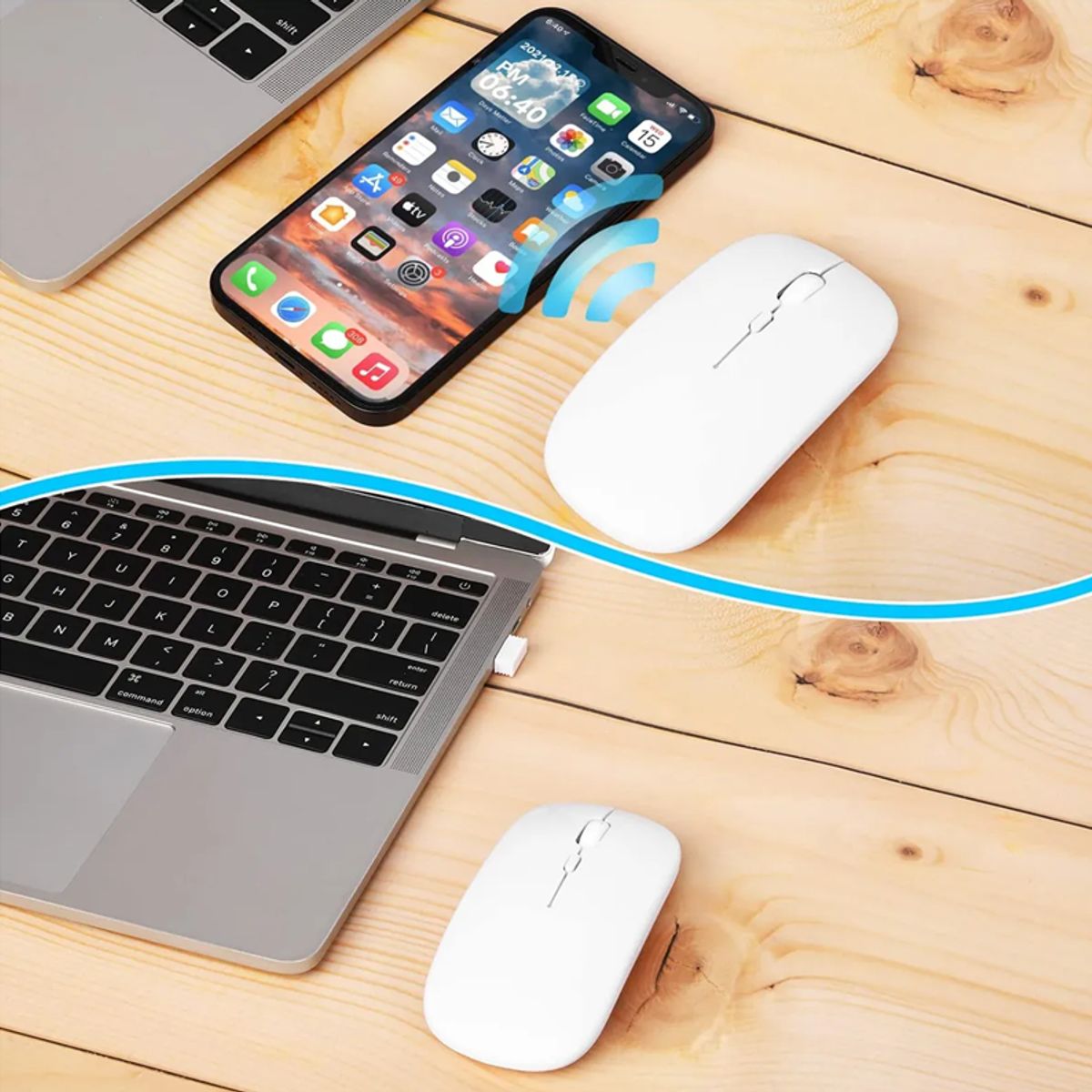 GENERICO - Mouse Inalámbrico Bluetooth Usb Para iPad Notebook Tablet Blanco