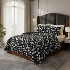 GENERICO - Cobertor 2 plazas Con Chiporro Diseño Huellita Negra Patitas