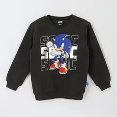 SONIC - Polerón Cerrado Niño En Acción Negro