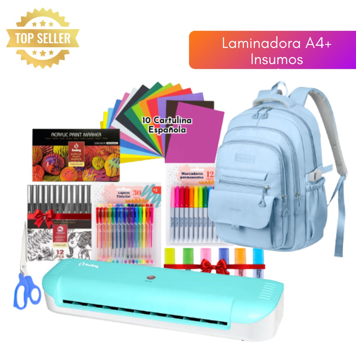 GENERICO - Kit Laminadora A4 + Insumos Escolares 07
