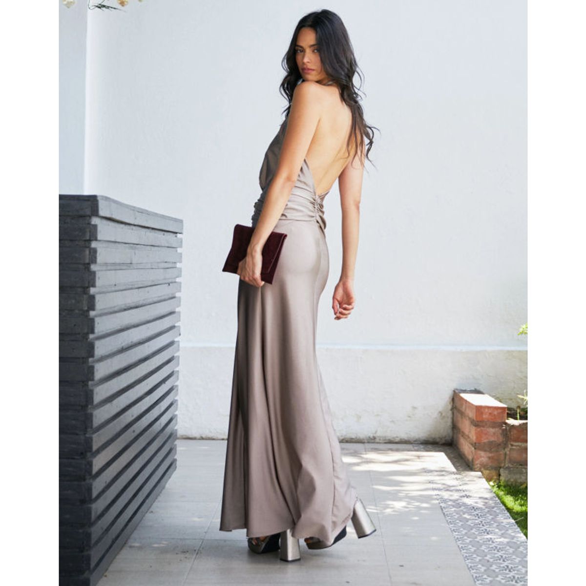 MI PLACARD - Vestido Largo de Fiesta Alba Taupe