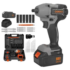 GENERICO - Llave De Impacto Osmao 98v + Dos Baterias Y Accesorios Gris Gris Oscuro 220v 50 Hz