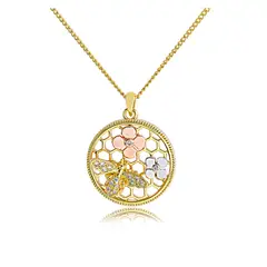 VANE COLLECTION - Cadena collar mujer fina dorada baño de oro y circones abeja y flores
