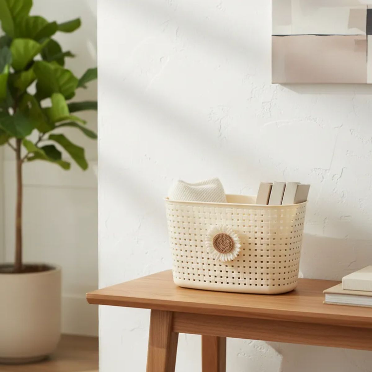 GENERICO - Canasto Organizador Plástico Beige