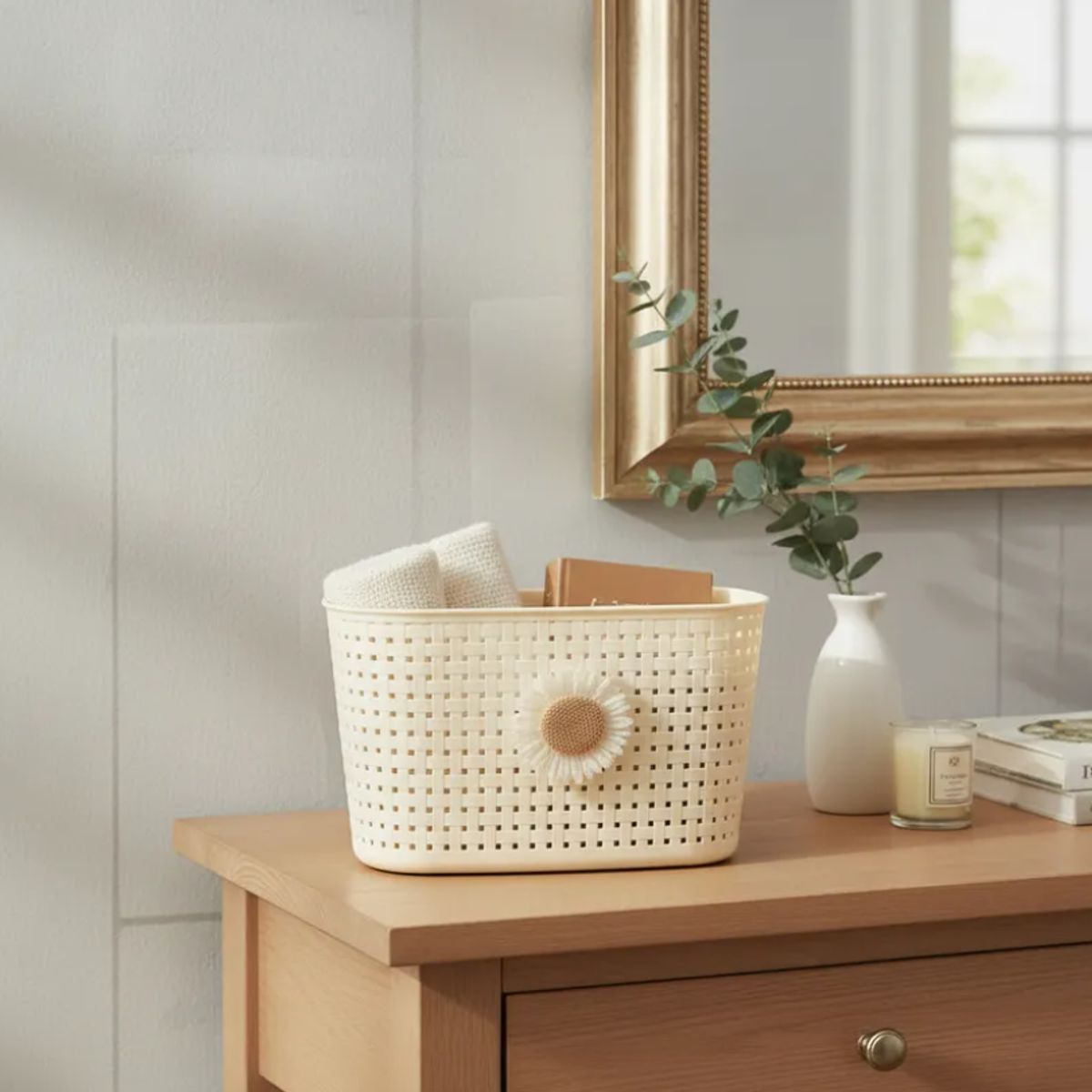 GENERICO - Canasto Organizador Plástico Beige