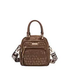 NICOLE LEE - CARTERA MOCHILA MONOGRAMA CAFÉ