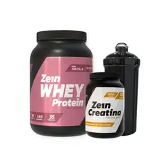 ZEIN - PACK PROTEINA WHEY 1 1KG FRUTILLA + CREATINA 500GR + SHAKER -