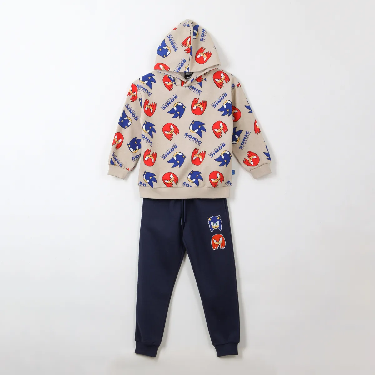 SONIC - Conjunto Buzo Niño Full Print Sonic & Nuckles Beige Sonic