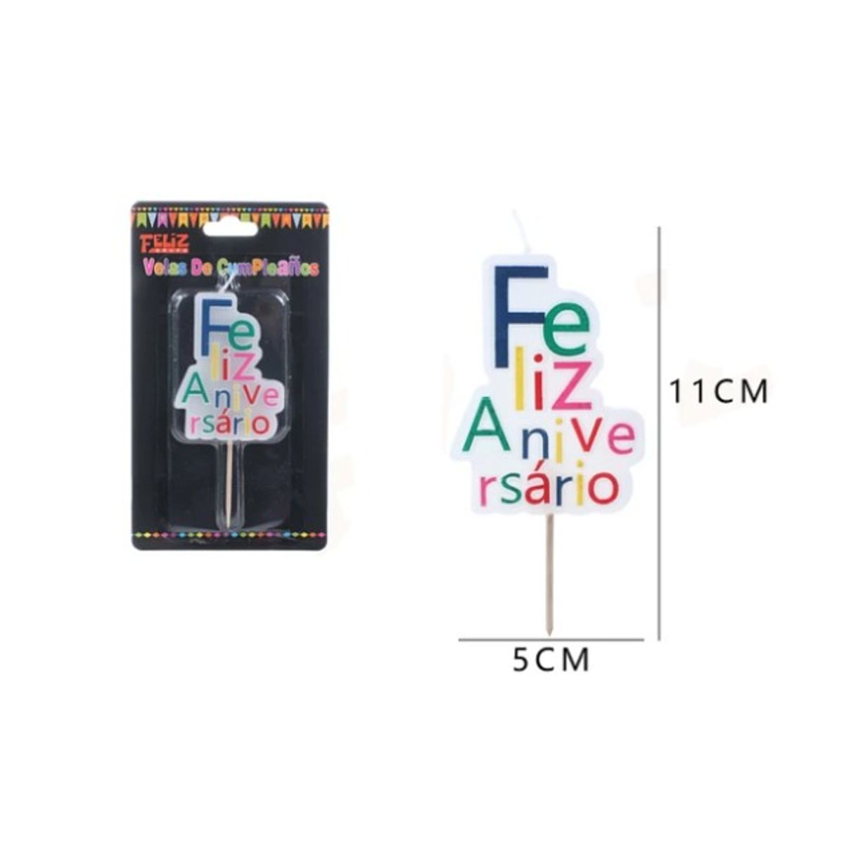 GENERICO - Velas Feliz Aniversario Multicolor 1 Pc