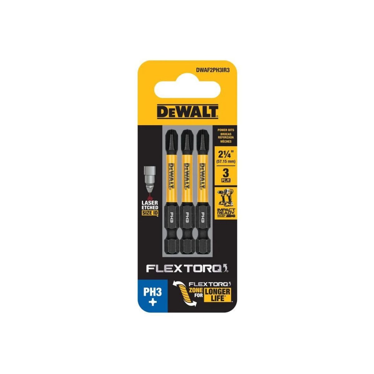 DEWALT - Set 3 Puntas Phillips 2-1/4 Flextorq® Dewalt Dwaf2ph3ir3