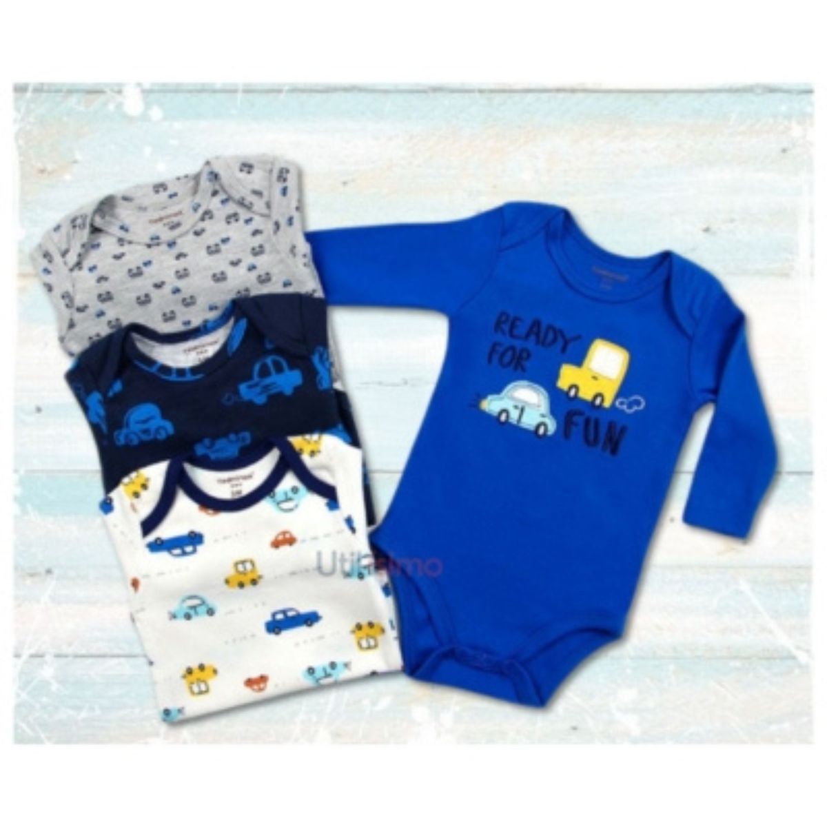TEDMIMAK - Pack 4 Bodys Tedmimak Niño Manga Larga Carros 100% Algodón