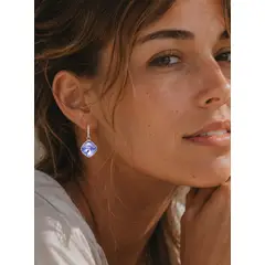 BLOOM CRYSTAL - Argollas Lavanda con Cristales de Austria y Charms Cushion en Rodio