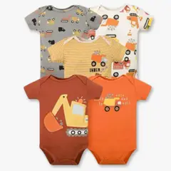 TEDMIMAK - Pack 5 Bodys Niño Manga Corta 100% Algodón Building Adventures