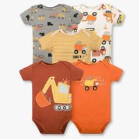 Pack 5 Bodys Niño Manga Corta 100% Algodón Building Adventures