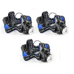 GENERICO - Pack X3 Linterna Frontal Led De Cabeza Recargable 1600 L