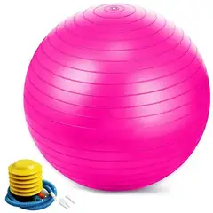 GENERICO - Balon de Pilates Yoga + Inflador nolor rosado