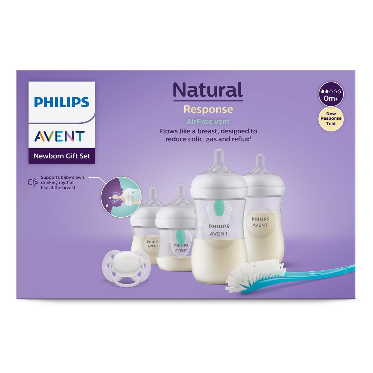 AVENT - Set Mamaderas Natural 3.0 + Cepillo + Chupete Philips Avent