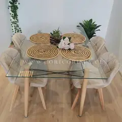 CORI CORI - Mesa Crox 140x80cms + 4 Sillas Mariposa Velvet