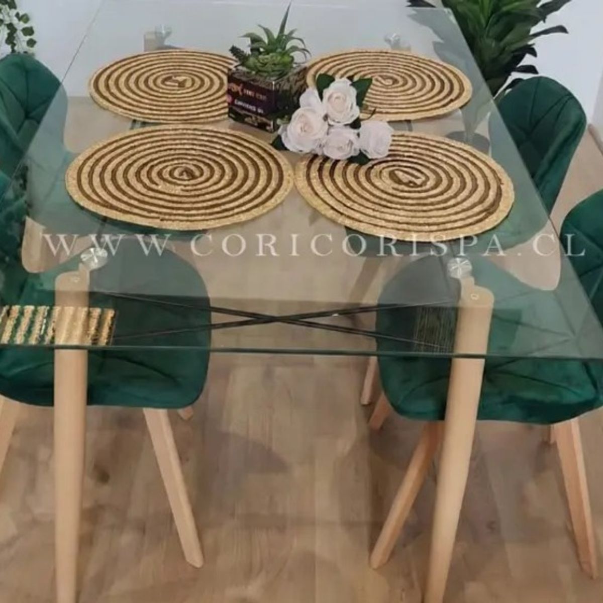 CORI CORI - Mesa Crox 140x80cms + 4 Sillas Mariposa Velvet