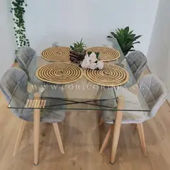 CORI CORI - Mesa Crox 140x80cms + 4 Sillas Mariposa Velvet