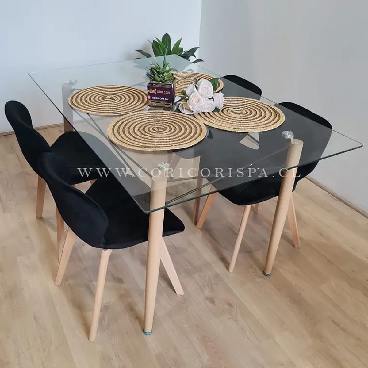 CORI CORI - Mesa Crox 140x80cms + 4 Sillas Mariposa Velvet