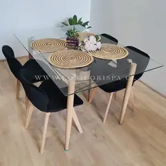 CORI CORI - Mesa Crox 140x80cms + 4 Sillas Mariposa Velvet