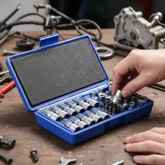 GENERICO - Juego de Dados Torx / Estrella 3/8 Hembra y Macho – 34 Piezas Cromo Vanadio