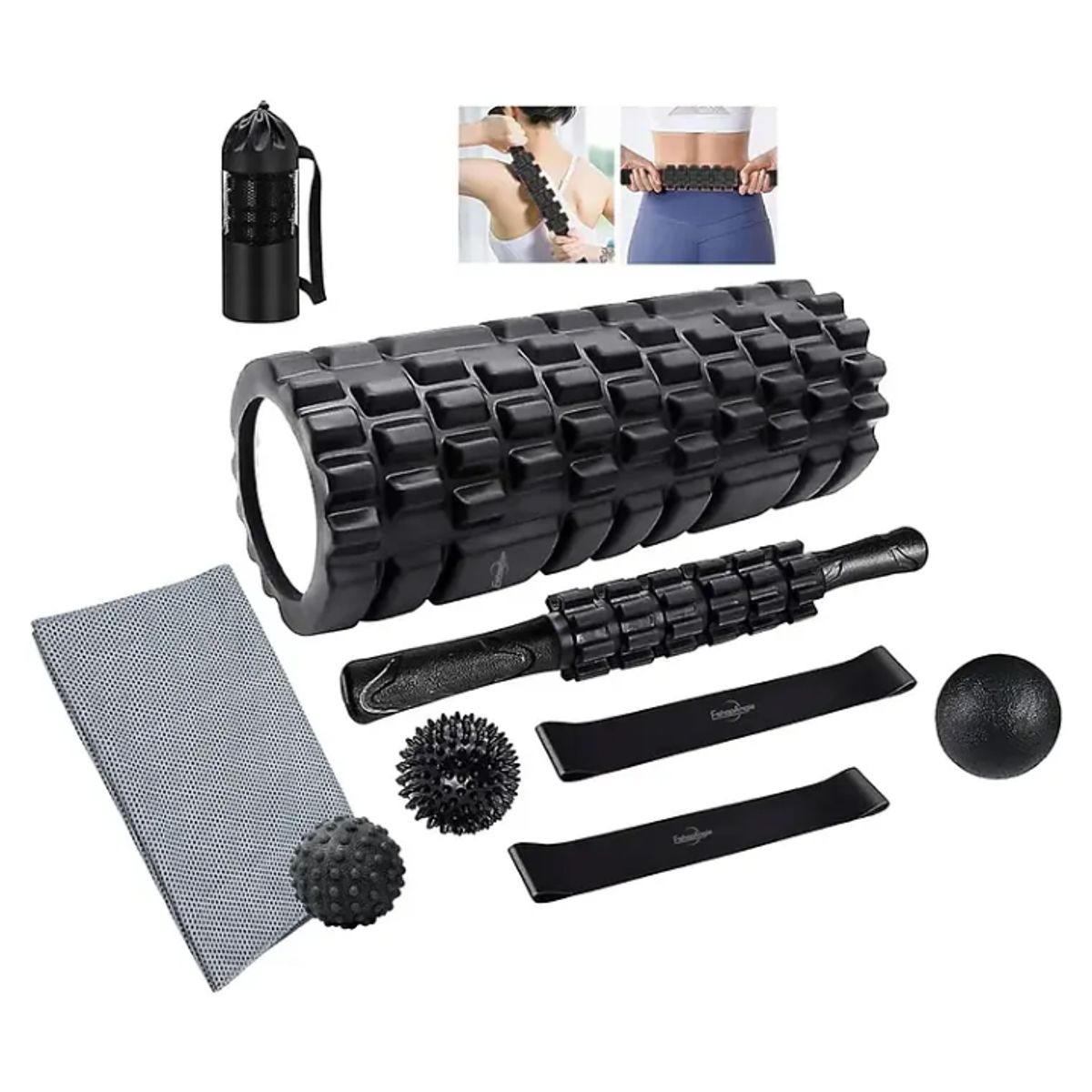 GENERICO - Set 9en1 Rodillo Completo Elongacion Masaje Roller Foam Yoga