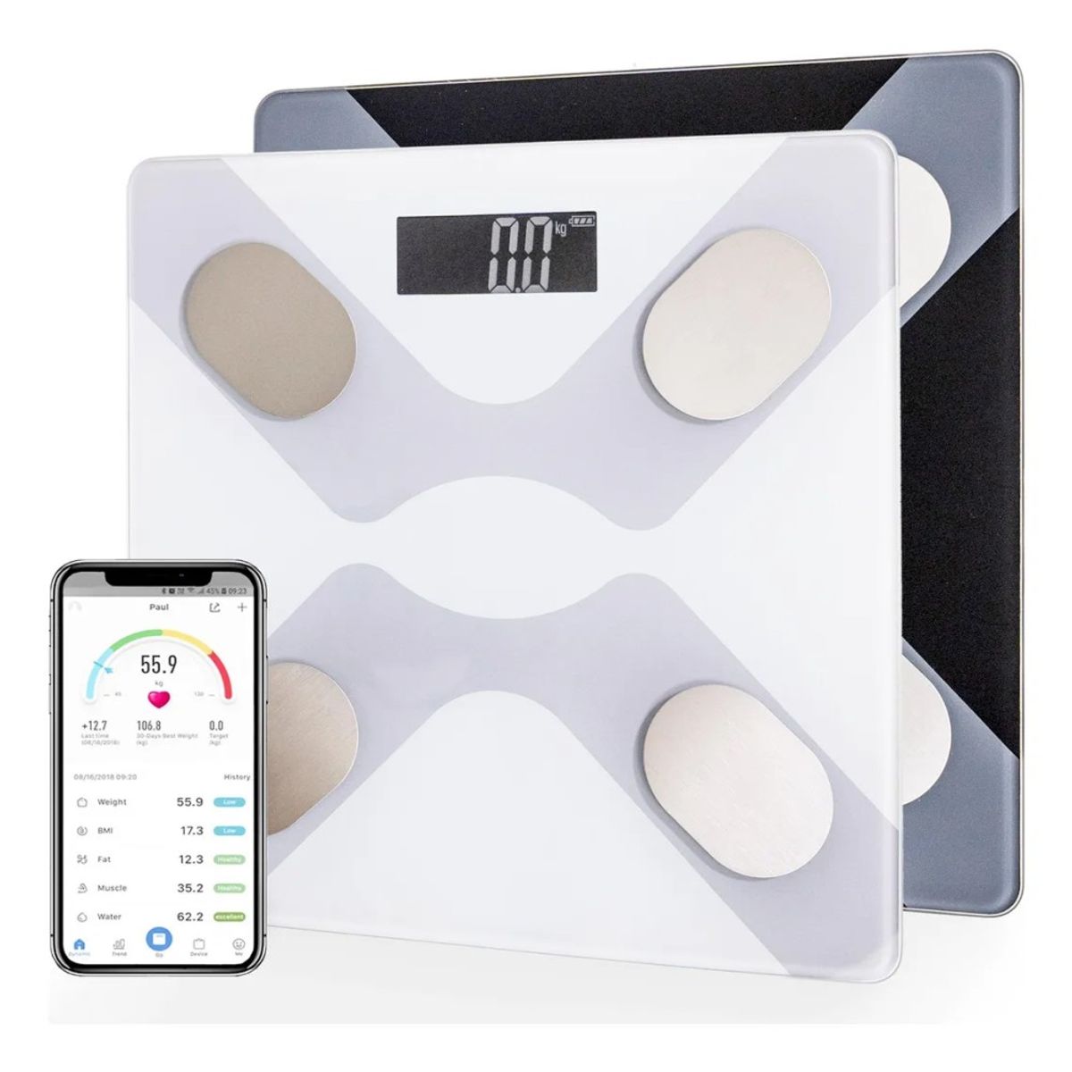 GENERICO - Balanza Pesa Digital Inteligente BELUG Bluetooth Smart App Color Blanco