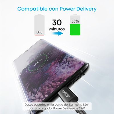 Imagen 2 del producto Cable USB-C a USB-C Carga Rápida 60W 1m Negro