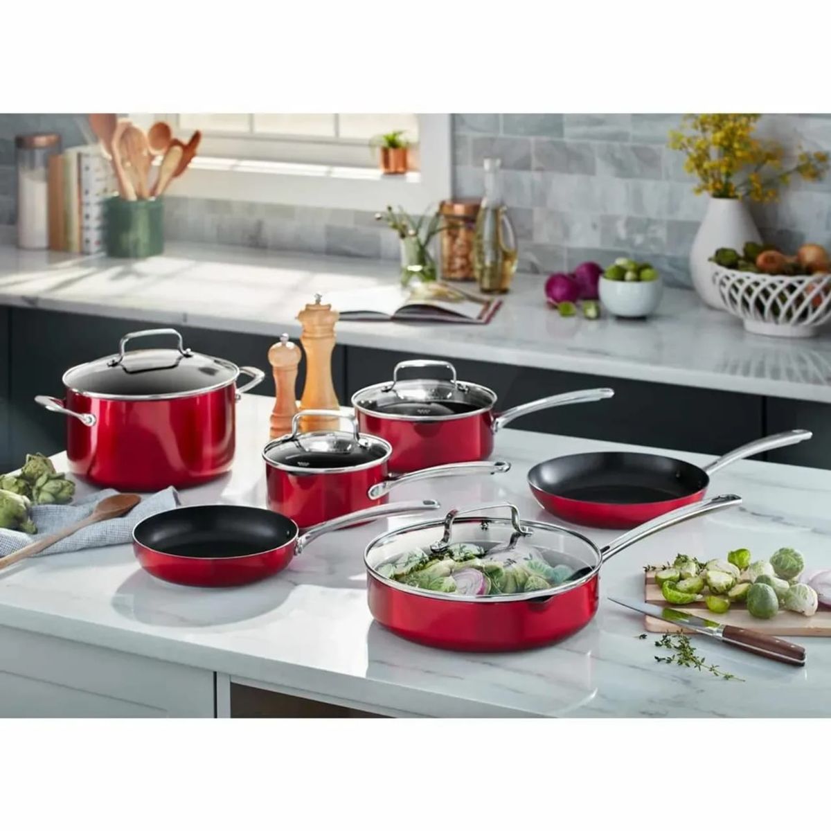 MOVI - BATERIA DE COCINA 11 PIEZAS, PARA TODO TIPO DE COCINAS, INDUCCION, ELECTRICA Y GAS