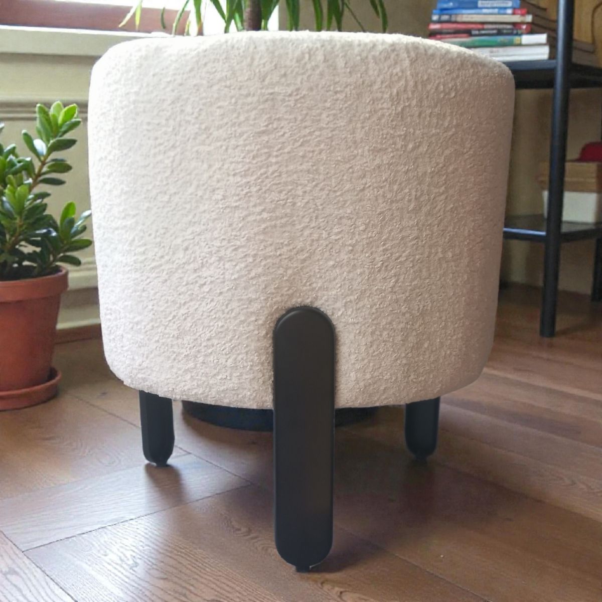 MANUFACTURAS P&M - Puff Redondo BLANCO 3 Patas 40 x 40 x 45 de Alto