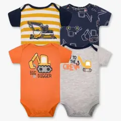 TEDMIMAK - Pack 4 Bodys Niño Manga Corta 100% Algodón Baby Builders in Action