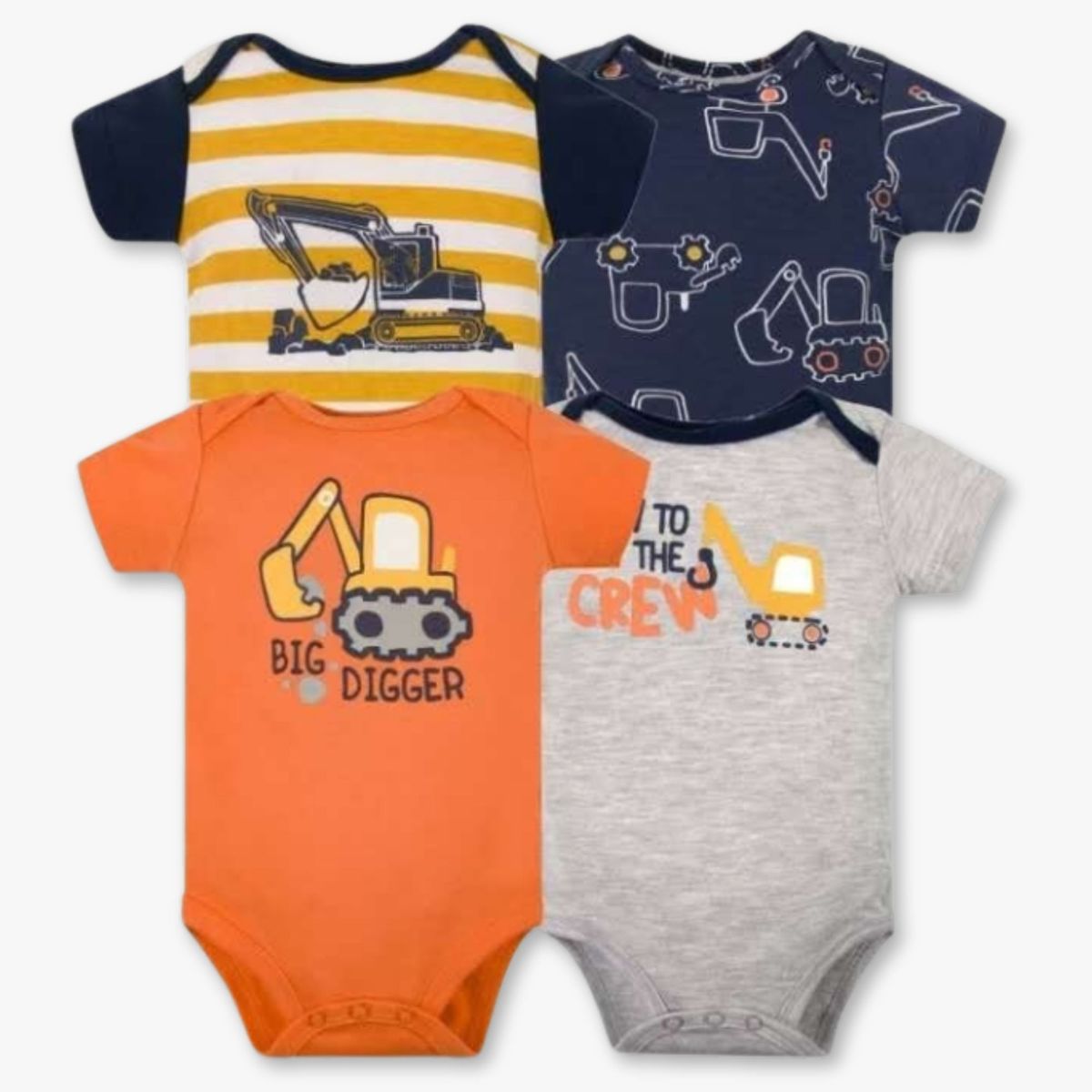 TEDMIMAK - Pack 4 Bodys Niño Manga Corta Tedmimak 100% Algodón Baby Builders in Action