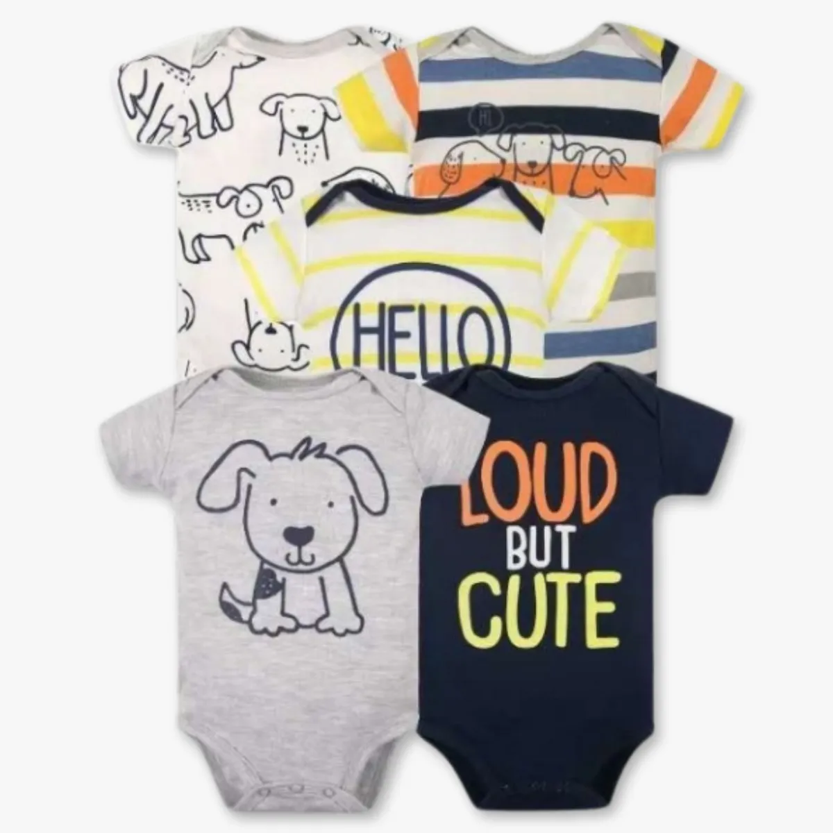 TEDMIMAK - Pack 5 Bodys Niño Manga Corta Tedmimak 100% Algodón Loud But Cute