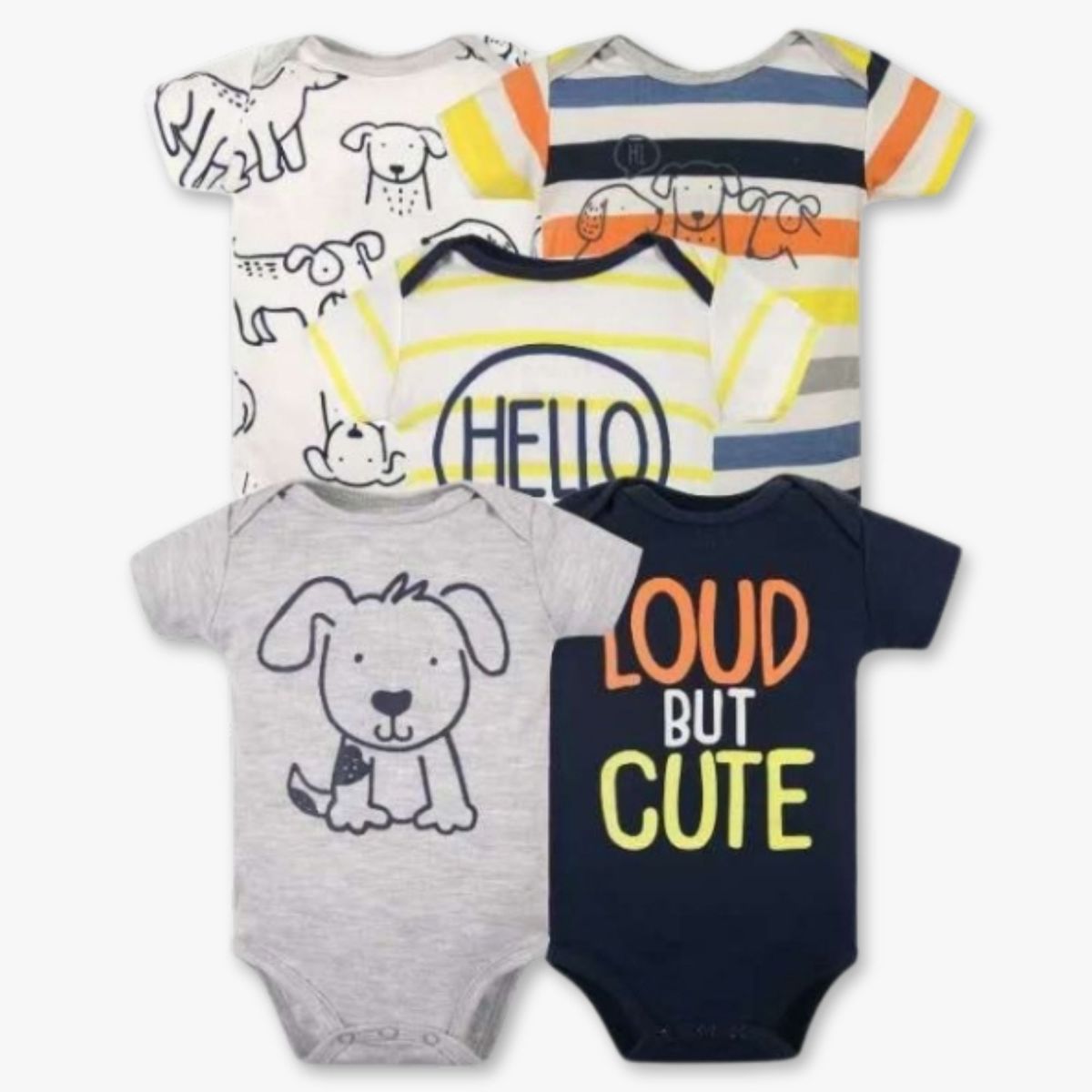 TEDMIMAK - Pack 5 Bodys Niño Manga Corta Tedmimak 100% Algodón Loud But Cute