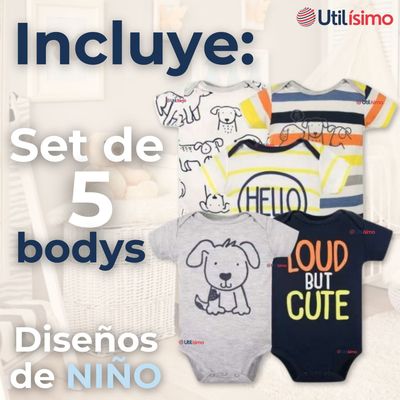 Imagen 2 del producto Pack 5 Bodys Niño Manga Corta 100% Algodón Loud But Cute