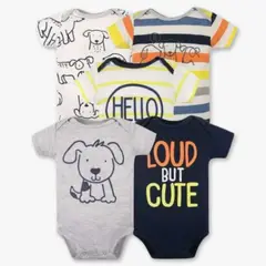 TEDMIMAK - Pack 5 Bodys Niño Manga Corta 100% Algodón Loud But Cute