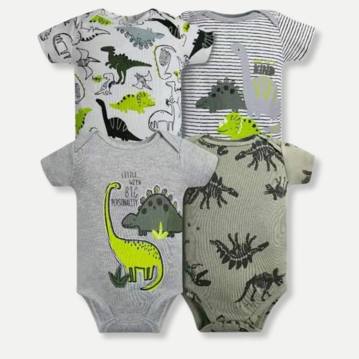 TEDMIMAK - Pack 4 Bodys Niño Manga Corta Tedmimak 100% Dinosaurios Animados
