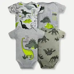 TEDMIMAK - Pack 4 Bodys Niño Manga Corta 100% Dinosaurios Animados