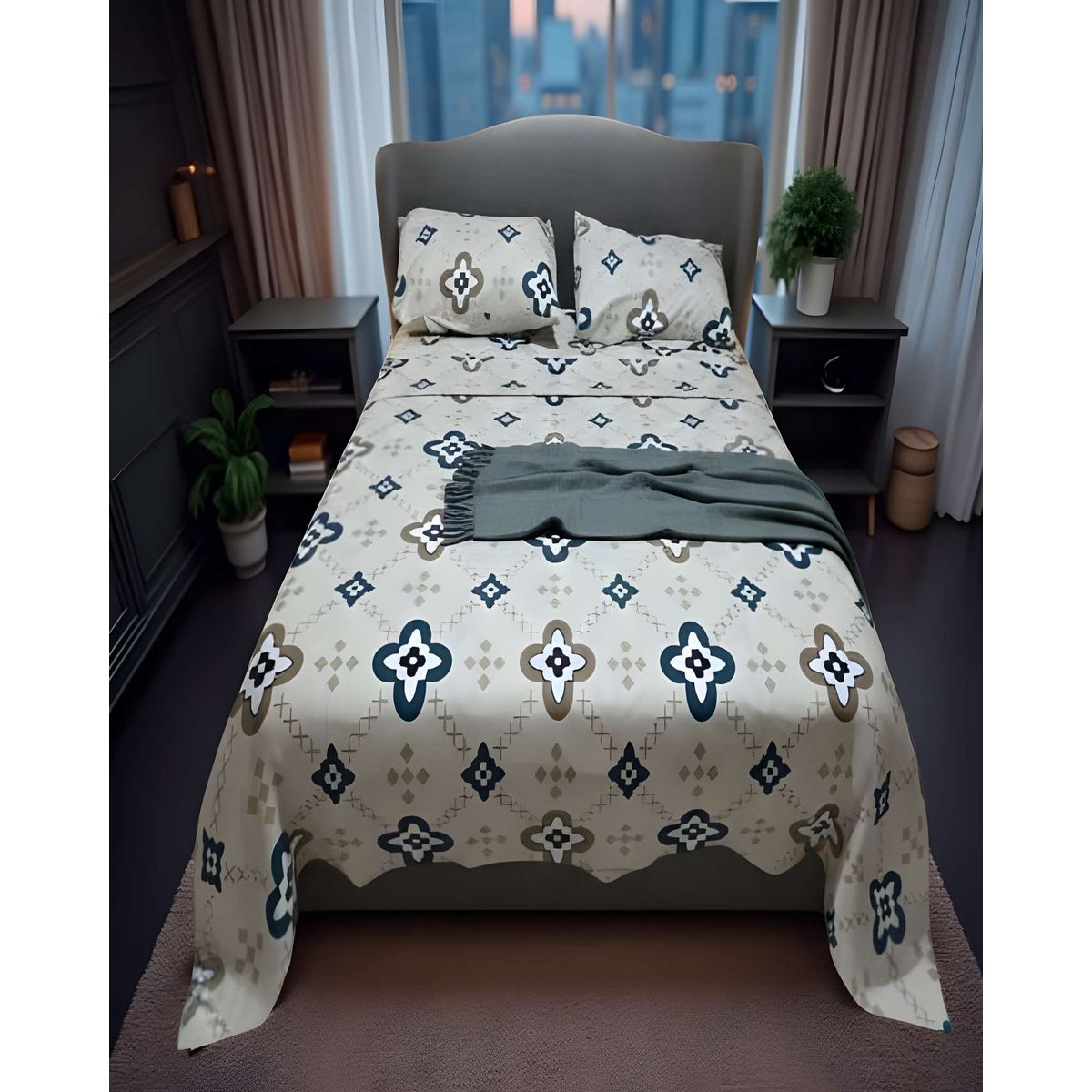 GENERICO - SET DE SABANAS SUPER-KING BEIGE