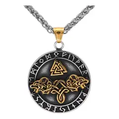GENERICO - Collar Vikingo Runas Vegvisir Wolf Hombre Moda M1