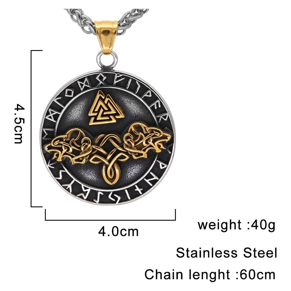 GENERICO - Collar Vikingo Runas Vegvisir Wolf Hombre Moda  M1