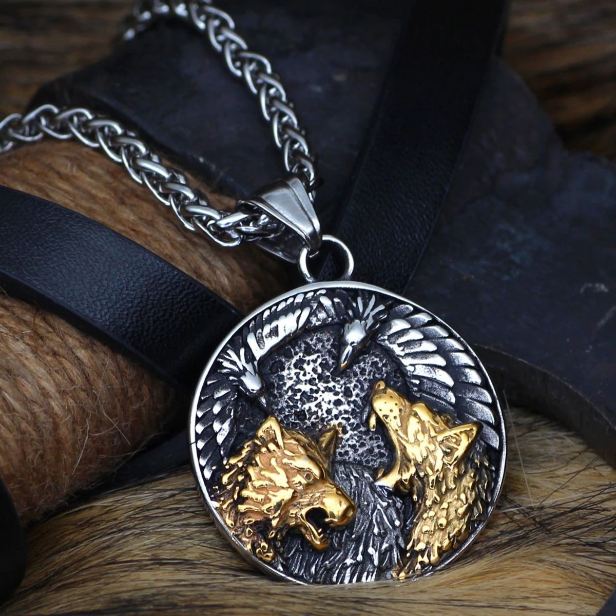 GENERICO - Collar Vikingo Runas Bird Wolf Hombre Moda 2022