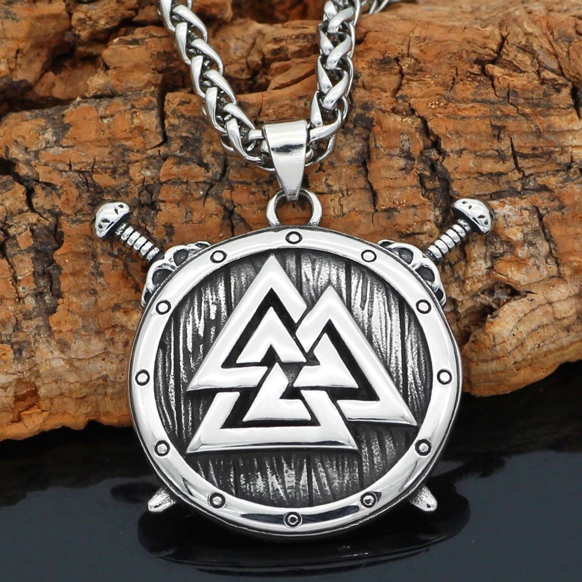 GENERICO - Collar Vikingo Valknut Escudo Espadas Hombre Mujer Moda