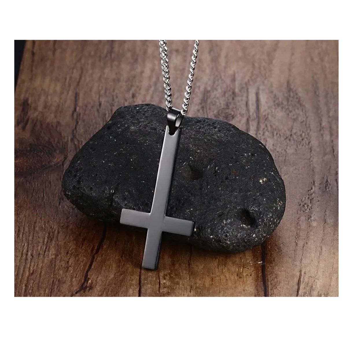 GENERICO - Collar De Cruz Invertido Black Hombre Mujer Moda 2022